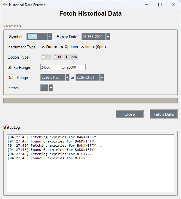 Shoonya Trader Historical Data Fetcher